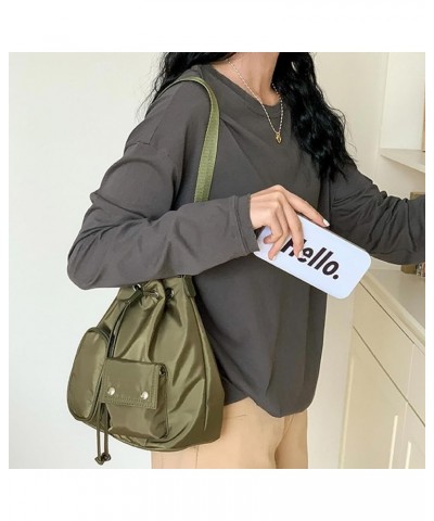 Fashionable and Comfortable Nylon Bucket Bag for Women Durable and Spacious Shoulder Bags Female Crossbody Bag Apricot $16.15...