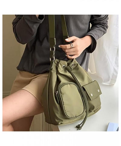 Fashionable and Comfortable Nylon Bucket Bag for Women Durable and Spacious Shoulder Bags Female Crossbody Bag Apricot $16.15...