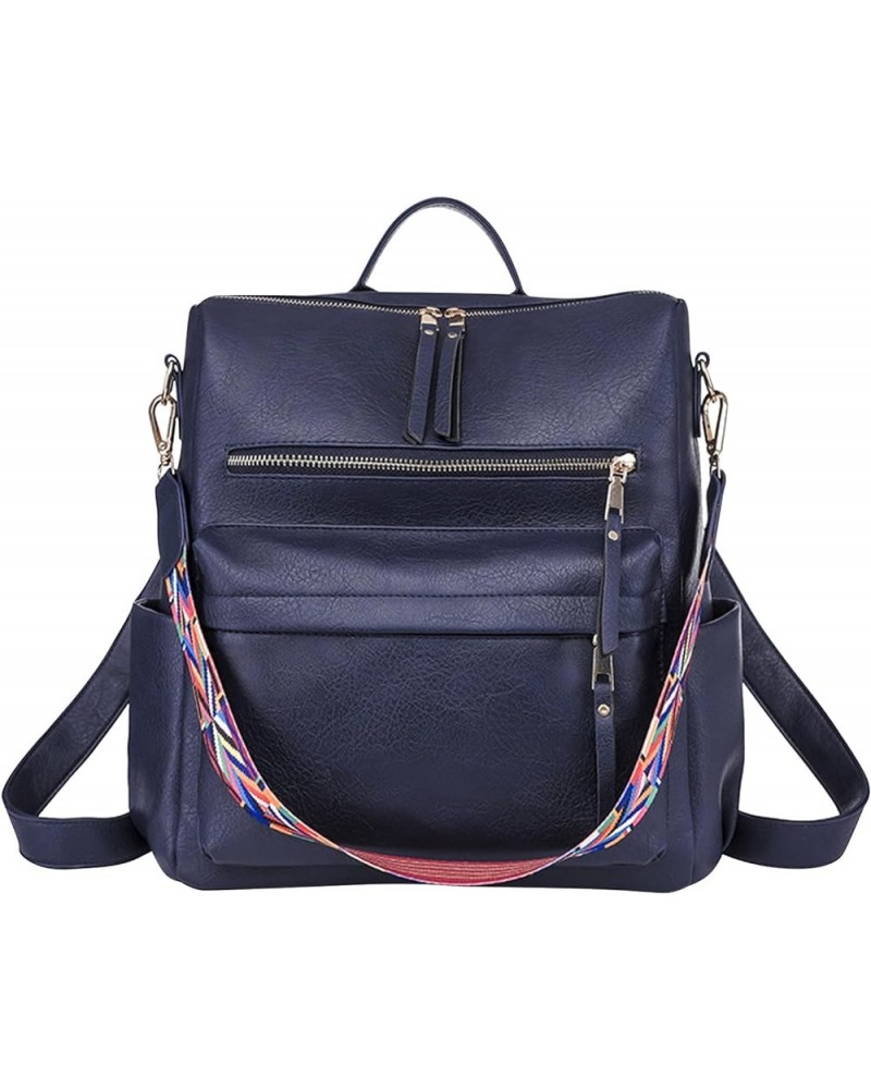 Women Backpack Fashion Leather Backpack Purse For Women Large Designer Travel Ladie Fashion Baseball (Navy, One Size) Navy On...