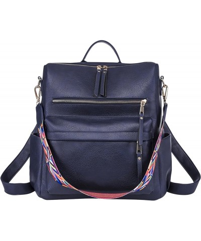 Women Backpack Fashion Leather Backpack Purse For Women Large Designer Travel Ladie Fashion Baseball (Navy, One Size) Navy On...