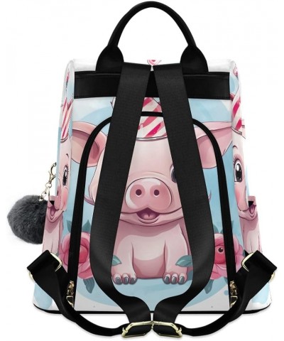 Black Cat Red Moon Anti Theft Backpack Purse for Women Fashion Travel Bags with Pompom Cute Pig and Flowers $20.78 Backpacks