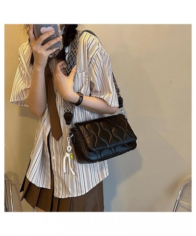 Crossbody Purse for Women Trendy PU Leather Handbag Wide Strap Shoulder Bag with Adjustable Strap (Black) Black $27.19 Totes