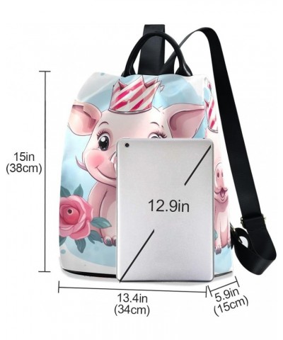 Black Cat Red Moon Anti Theft Backpack Purse for Women Fashion Travel Bags with Pompom Cute Pig and Flowers $20.78 Backpacks