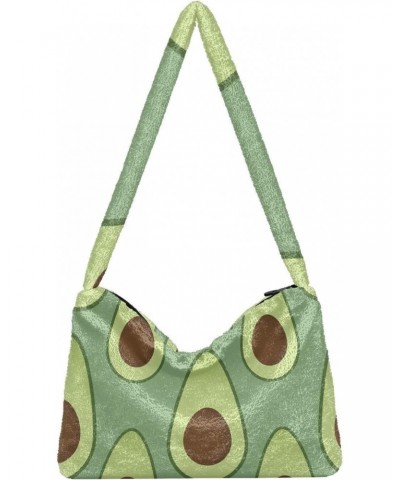 Green Avocados Furry Tote Bag for Women Crossbody Bag Crossbody Tote Hobo Purse with Zipper for Shopping Work $9.45 Totes