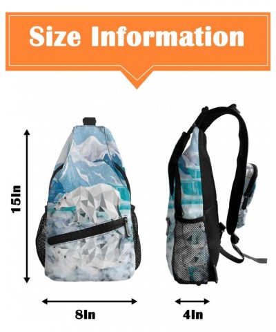 Sling Bag Crossbody Sling Backpack Reflection of Polar Bear Glacier on Marble Waterproof Chest Bag Daypack Shoulder Bag for H...