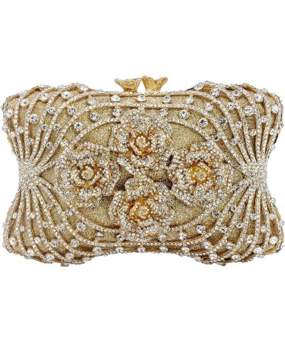 Women Elegant Floral Evening Clutch Luxury Glitter Rhinestone Handbag Bridal Purse for Party Prom Banquet Gold Silver $50.75 ...