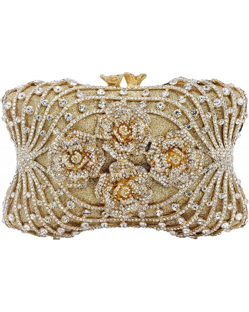 Women Elegant Floral Evening Clutch Luxury Glitter Rhinestone Handbag Bridal Purse for Party Prom Banquet Gold Silver $50.75 ...