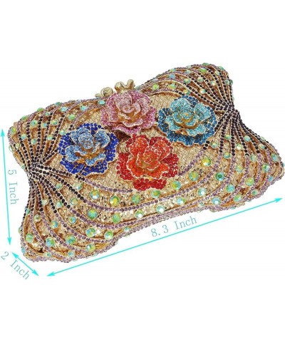 Women Elegant Floral Evening Clutch Luxury Glitter Rhinestone Handbag Bridal Purse for Party Prom Banquet Gold Silver $50.75 ...