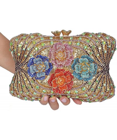 Women Elegant Floral Evening Clutch Luxury Glitter Rhinestone Handbag Bridal Purse for Party Prom Banquet Gold Silver $50.75 ...