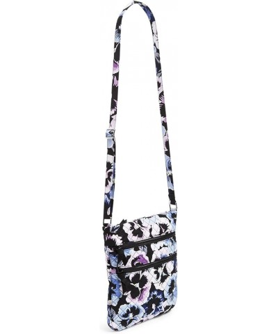 Cotton Triple Zip Hipster Crossbody Purse Plum Pansies - Recycled Cotton $23.85 Crossbody Bags