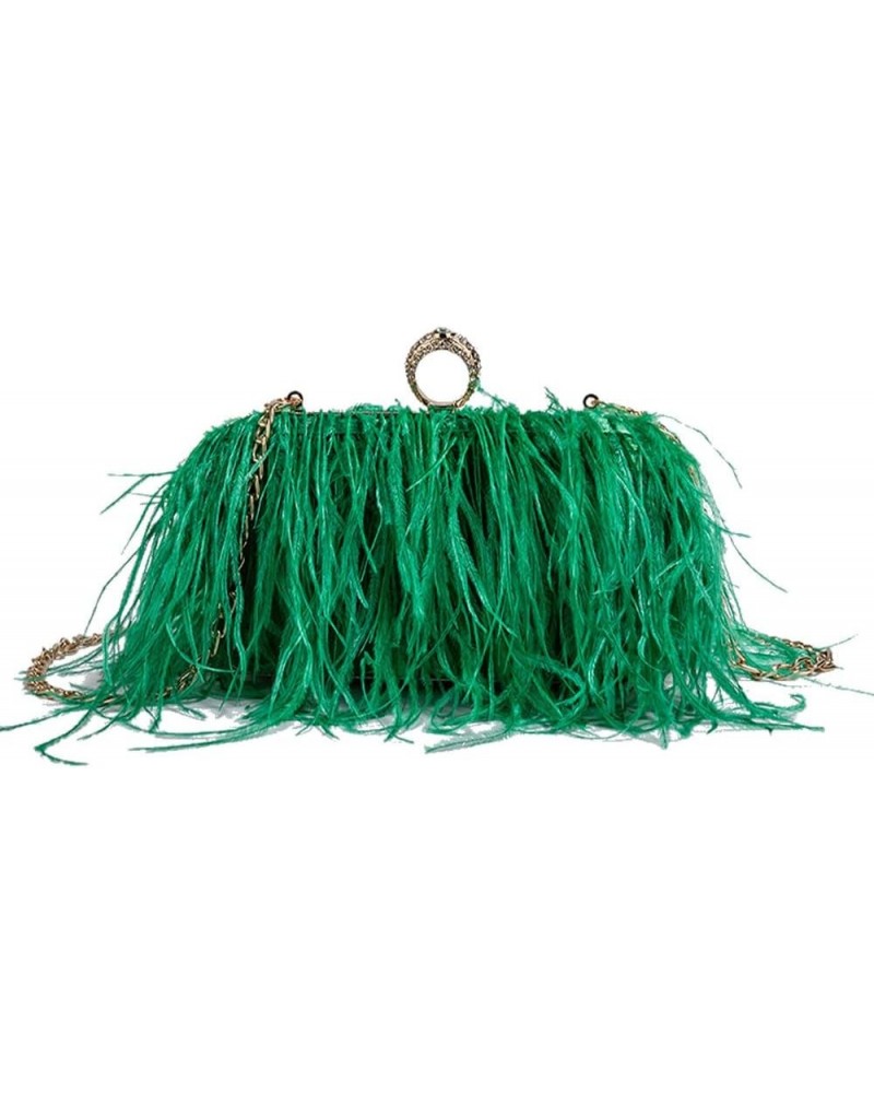 Women Ostrich Feather Purse Tote Bag Crossbody Shoulder Fluffy Purse Party Bag Evening Handbag for Wedding Anniversary Green ...