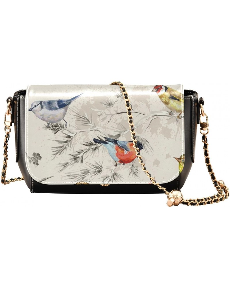 Colorful Birds Crossbody Bags for Women Leather Purse Handbag Shoulder Bag for Daily Work Gifts $23.59 Shoulder Bags