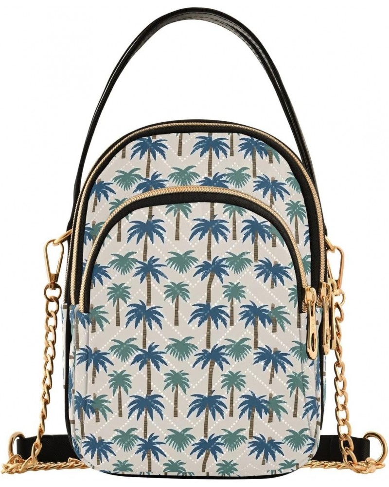 Palm Tree Background Pattern Crossbody Bags for Women Multi Pocket Shoulder Handbags with Adjustable Strap $13.00 Crossbody Bags