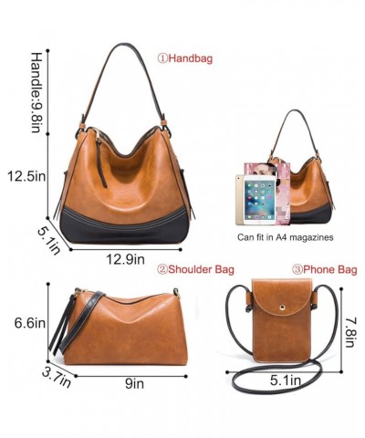 Handbag for Women Wallet Fashion Tote Bag Shoulder Bags Hobo Bags Top Handle Satchel 4pcs Purse Set Black $14.69 Totes