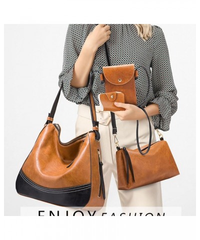 Handbag for Women Wallet Fashion Tote Bag Shoulder Bags Hobo Bags Top Handle Satchel 4pcs Purse Set Black $14.69 Totes