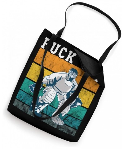 Ice Hockey Puck Off Hockey Player Retro Vintage Sunset Tote Bag $10.24 Totes