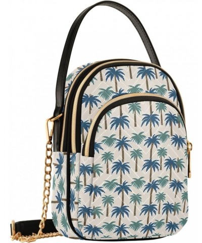 Palm Tree Background Pattern Crossbody Bags for Women Multi Pocket Shoulder Handbags with Adjustable Strap $13.00 Crossbody Bags