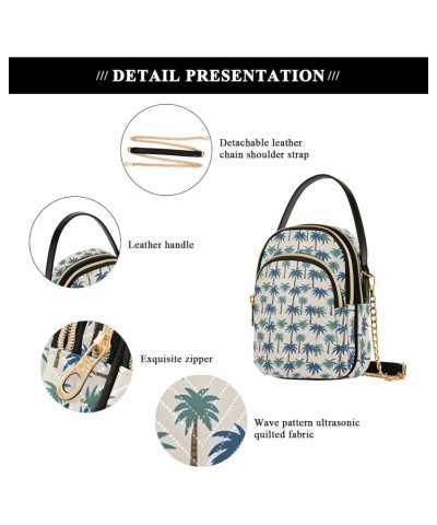 Palm Tree Background Pattern Crossbody Bags for Women Multi Pocket Shoulder Handbags with Adjustable Strap $13.00 Crossbody Bags