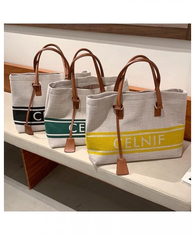 Women Handbag Canvas Tote Bag Large Capacity Shoulder Bag Casual Top Handle Bag Chic Bags for Shopping Yellow $26.14 Totes