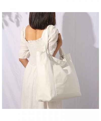 Large Shoulder Bags for Women Casual Tote Bag Soft Leather PU Shopping Bag Travel Handbag Work Bag Hobo Bags White $22.22 Totes