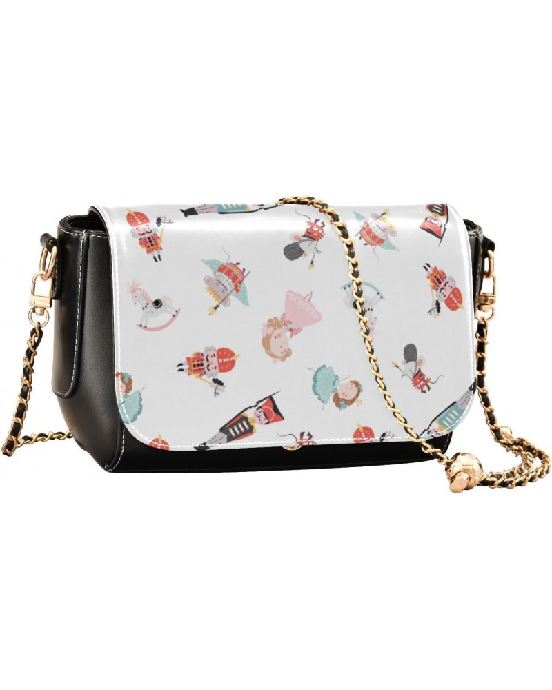 Christmas Crossbody Handbag Nutcracker Ballerina Cute Cartoon PU Leather Shoulder Bag Sturdy Travel Pouch Compact Chic Bag fo...