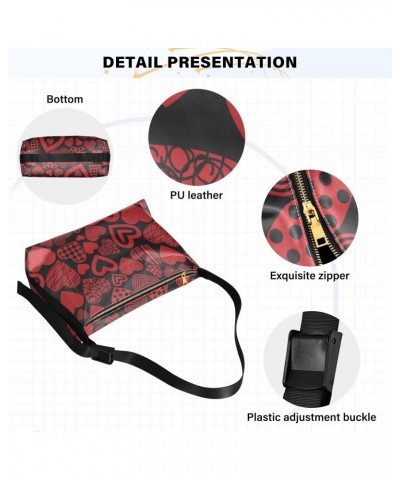 Valentine's Day Red Heart Soft PU Leather Shoulder Bag for Women Stylish Ladies Crossbody Purse with Zipper Closure Messenger...