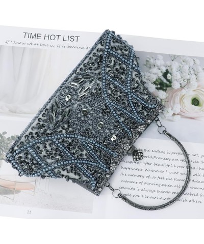 Womens Evening Bag Vintage Beaded Sequin Pearl Clutch Handbag Shoulder Bag Purses for Wedding Bridal Prom Party Gray $19.60 E...