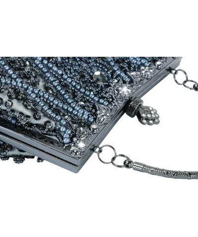 Womens Evening Bag Vintage Beaded Sequin Pearl Clutch Handbag Shoulder Bag Purses for Wedding Bridal Prom Party Gray $19.60 E...