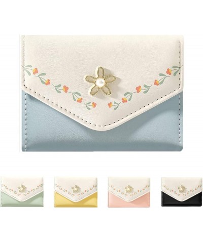 Cute Small Wallet for Girls Women Tri-folded Wallet Cash Pocket flowers PU Leather Print Card Holder Coin Purse with ID Windo...