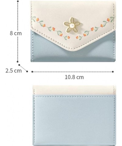 Cute Small Wallet for Girls Women Tri-folded Wallet Cash Pocket flowers PU Leather Print Card Holder Coin Purse with ID Windo...