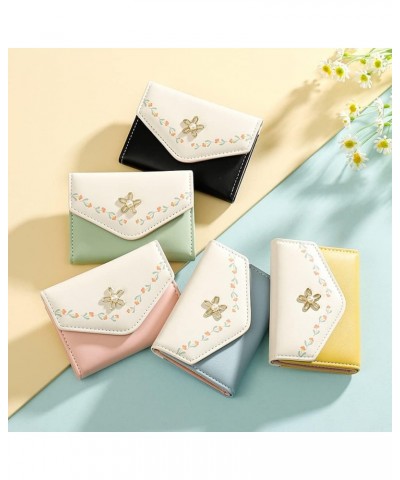 Cute Small Wallet for Girls Women Tri-folded Wallet Cash Pocket flowers PU Leather Print Card Holder Coin Purse with ID Windo...