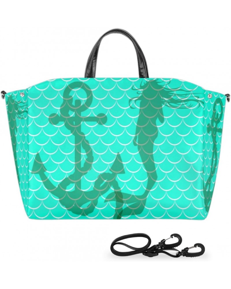 Mermaid Scale Teal Turquoise Large Tote Bag Women Should Bag Extra Large Tote Bags Waterproof Big Crossbody Tote Bag with inn...