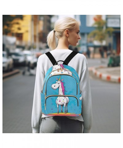 Wolf on the Ocean Quilted Backpack Purse Ladies Backpack Purses Anti Theft Travel Backpack Rainbow Funny Unicorn Medium $18.3...