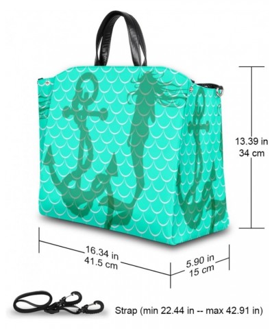 Mermaid Scale Teal Turquoise Large Tote Bag Women Should Bag Extra Large Tote Bags Waterproof Big Crossbody Tote Bag with inn...