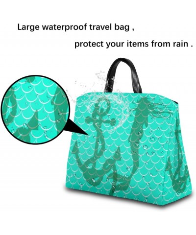 Mermaid Scale Teal Turquoise Large Tote Bag Women Should Bag Extra Large Tote Bags Waterproof Big Crossbody Tote Bag with inn...