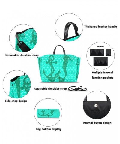 Mermaid Scale Teal Turquoise Large Tote Bag Women Should Bag Extra Large Tote Bags Waterproof Big Crossbody Tote Bag with inn...