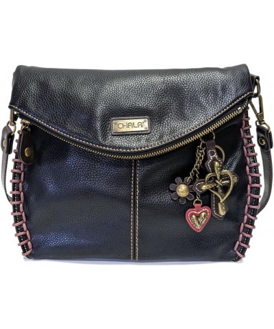 Chala Charming Crossbody Bag With Flap Top and Zipper,Black Cross-Body Purse with Key Charm -Black (Metal Cross) $33.63 Cross...