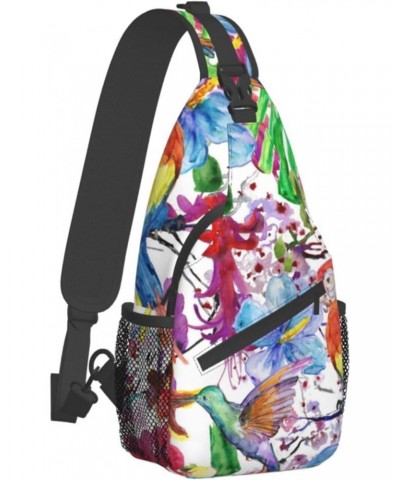 Hummingbird And Parrots Sling Bag Crossbody Backpack Hiking Daypack Shoulder Bag Chest Bag for Hiking Walking Travel $14.78 C...