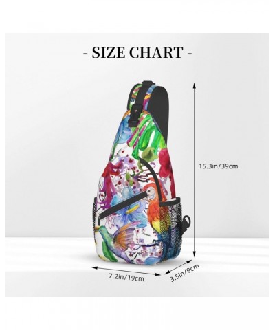 Hummingbird And Parrots Sling Bag Crossbody Backpack Hiking Daypack Shoulder Bag Chest Bag for Hiking Walking Travel $14.78 C...