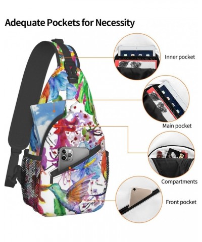 Hummingbird And Parrots Sling Bag Crossbody Backpack Hiking Daypack Shoulder Bag Chest Bag for Hiking Walking Travel $14.78 C...