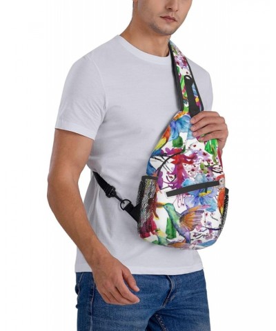 Hummingbird And Parrots Sling Bag Crossbody Backpack Hiking Daypack Shoulder Bag Chest Bag for Hiking Walking Travel $14.78 C...