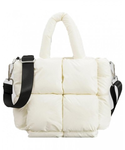 Stylish Quilted Tote Bag for Women, Puffer Tote Bag for Women, Large Puffer Tote Bag, Handbags for women Off-white $16.57 Totes