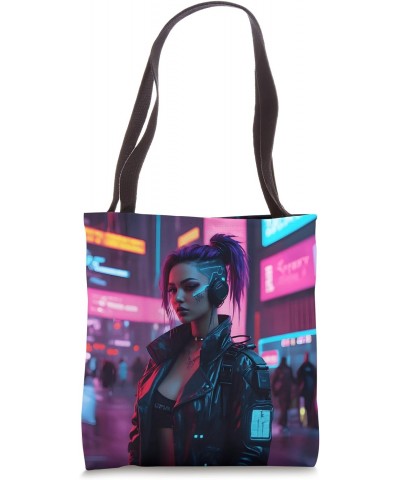 Cyberpunk Aesthetic Futuristic Graphic Design Print Tote Bag $10.50 Totes