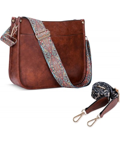 Crossbody Bags for Women Trendy Fashion Shoulder Bag Hobo Handbags Guitar Strap Purse with 2 Straps Dark Brown $17.04 Hobo Bags