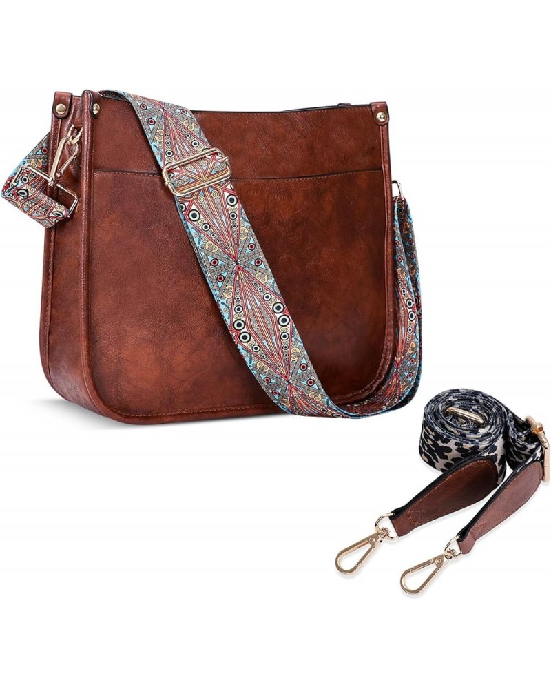 Crossbody Bags for Women Trendy Fashion Shoulder Bag Hobo Handbags Guitar Strap Purse with 2 Straps Dark Brown $17.04 Hobo Bags