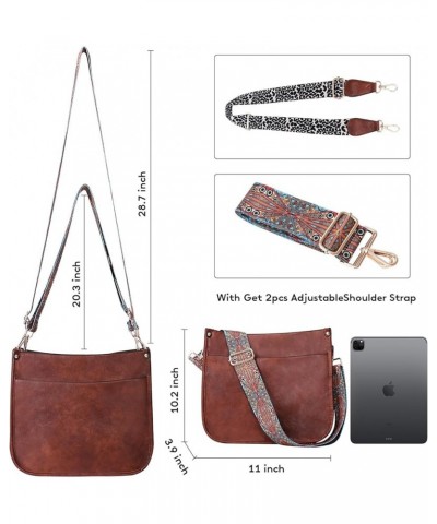 Crossbody Bags for Women Trendy Fashion Shoulder Bag Hobo Handbags Guitar Strap Purse with 2 Straps Dark Brown $17.04 Hobo Bags