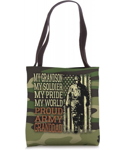 My Grandson My Soldier Hero Proud Army Granddad US Military Tote Bag $9.42 Totes