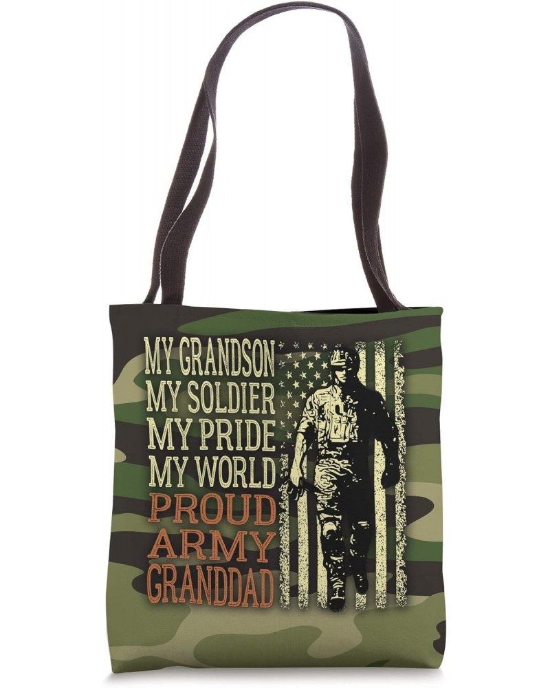 My Grandson My Soldier Hero Proud Army Granddad US Military Tote Bag $9.42 Totes