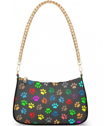 Paw Print Shoulder Bag for Women Small Purse Clutch Purse Sling Bag with Chain Strap for Women Girl $15.29 Shoulder Bags