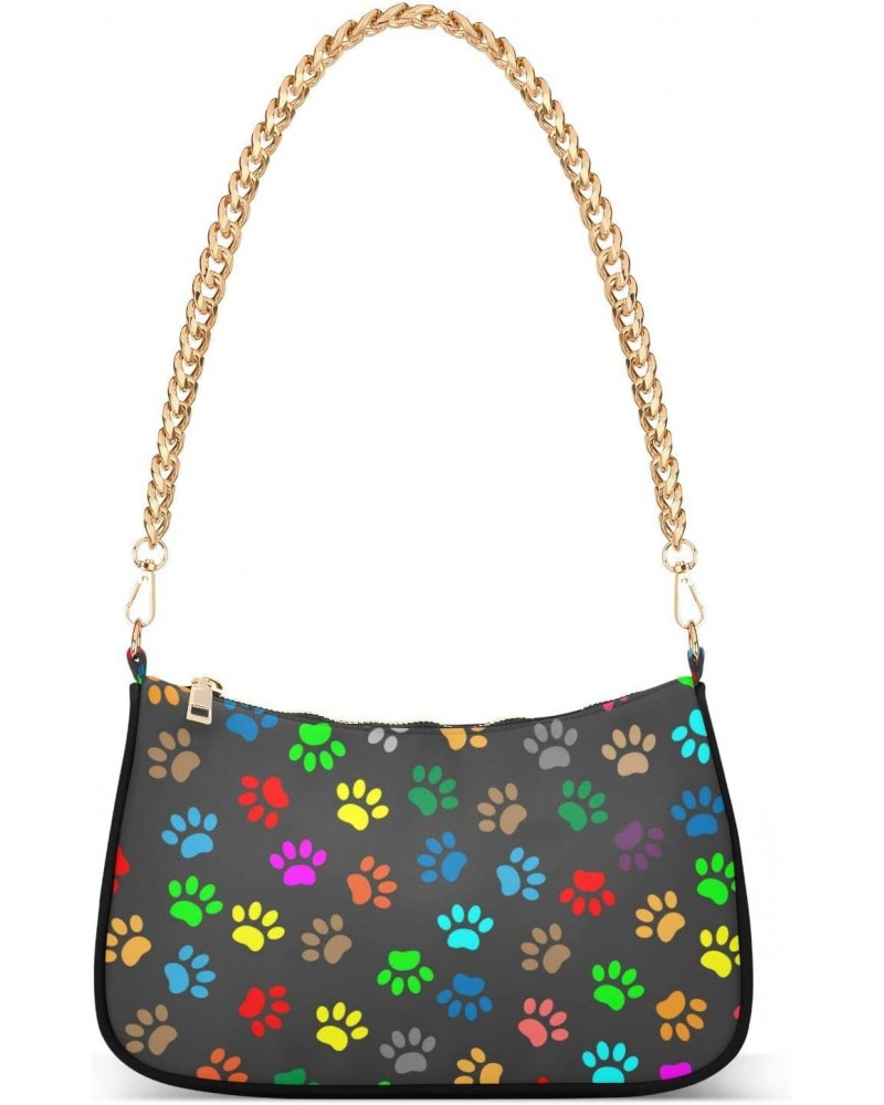 Paw Print Shoulder Bag for Women Small Purse Clutch Purse Sling Bag with Chain Strap for Women Girl $15.29 Shoulder Bags